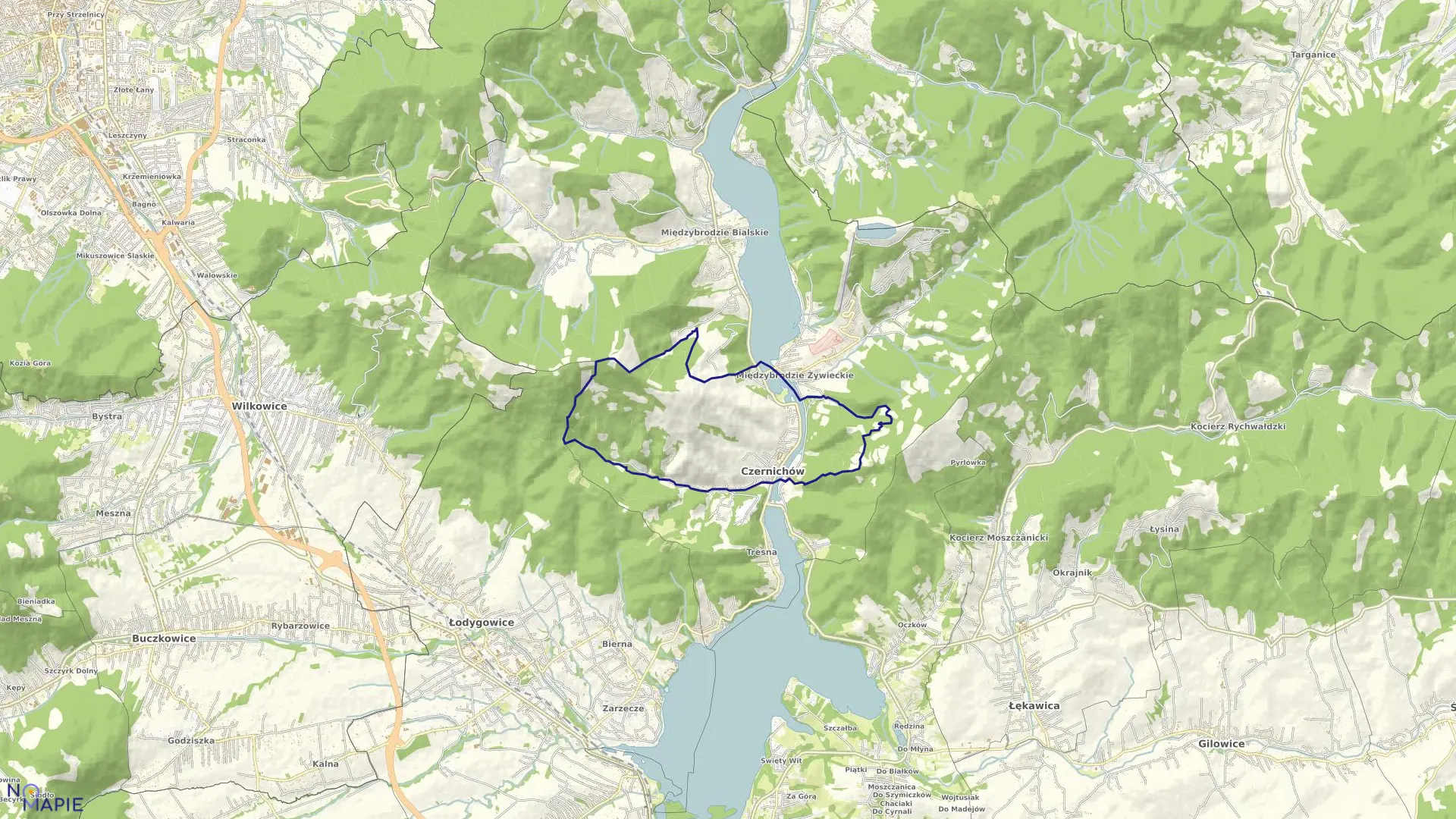 Mapa obrębu Czernichów w gminie Czernichów