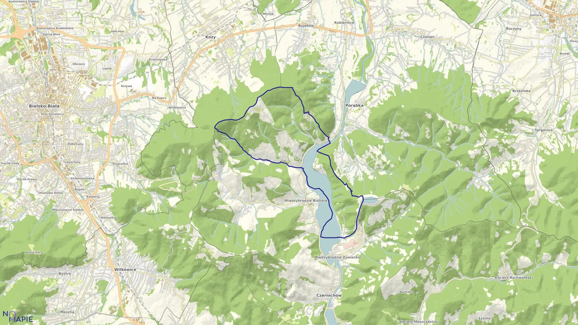 Mapa obrębu Międzybrodzie Kob. w gminie Czernichów