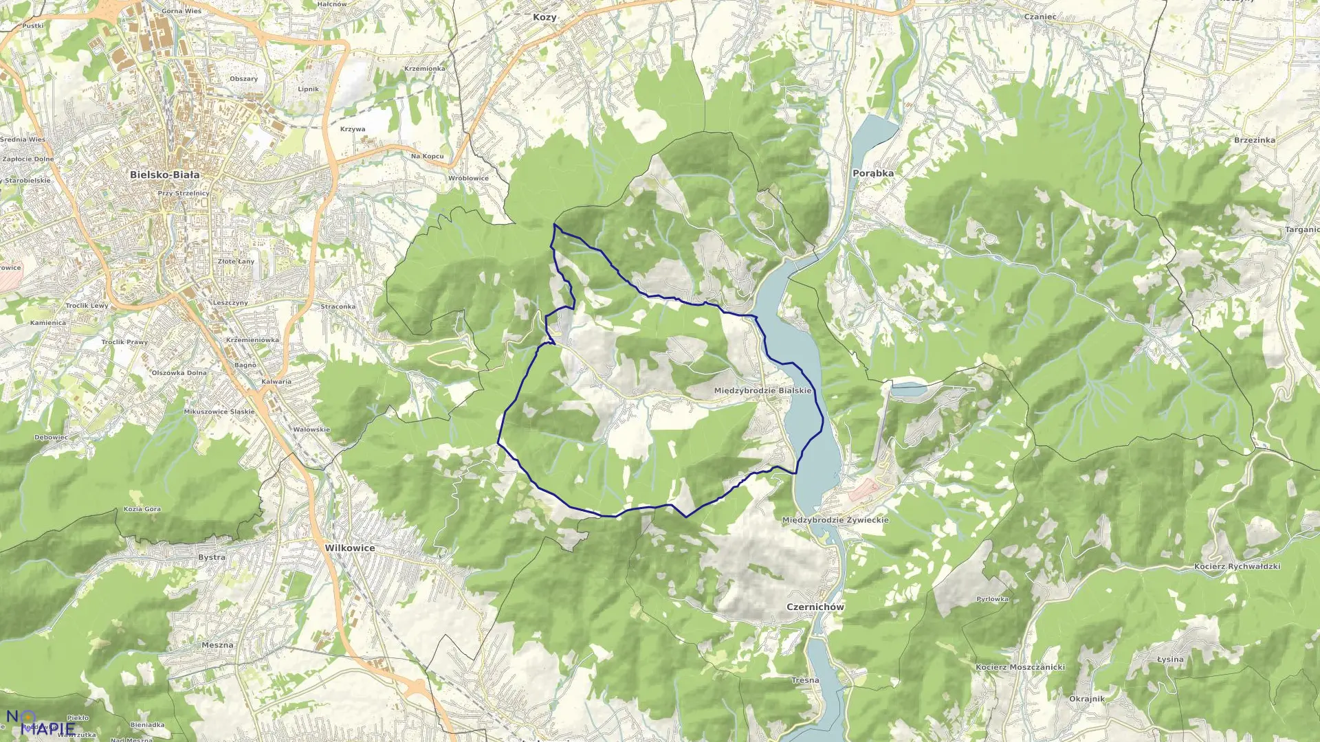 Mapa obrębu Międzybrodzie Lip. w gminie Czernichów