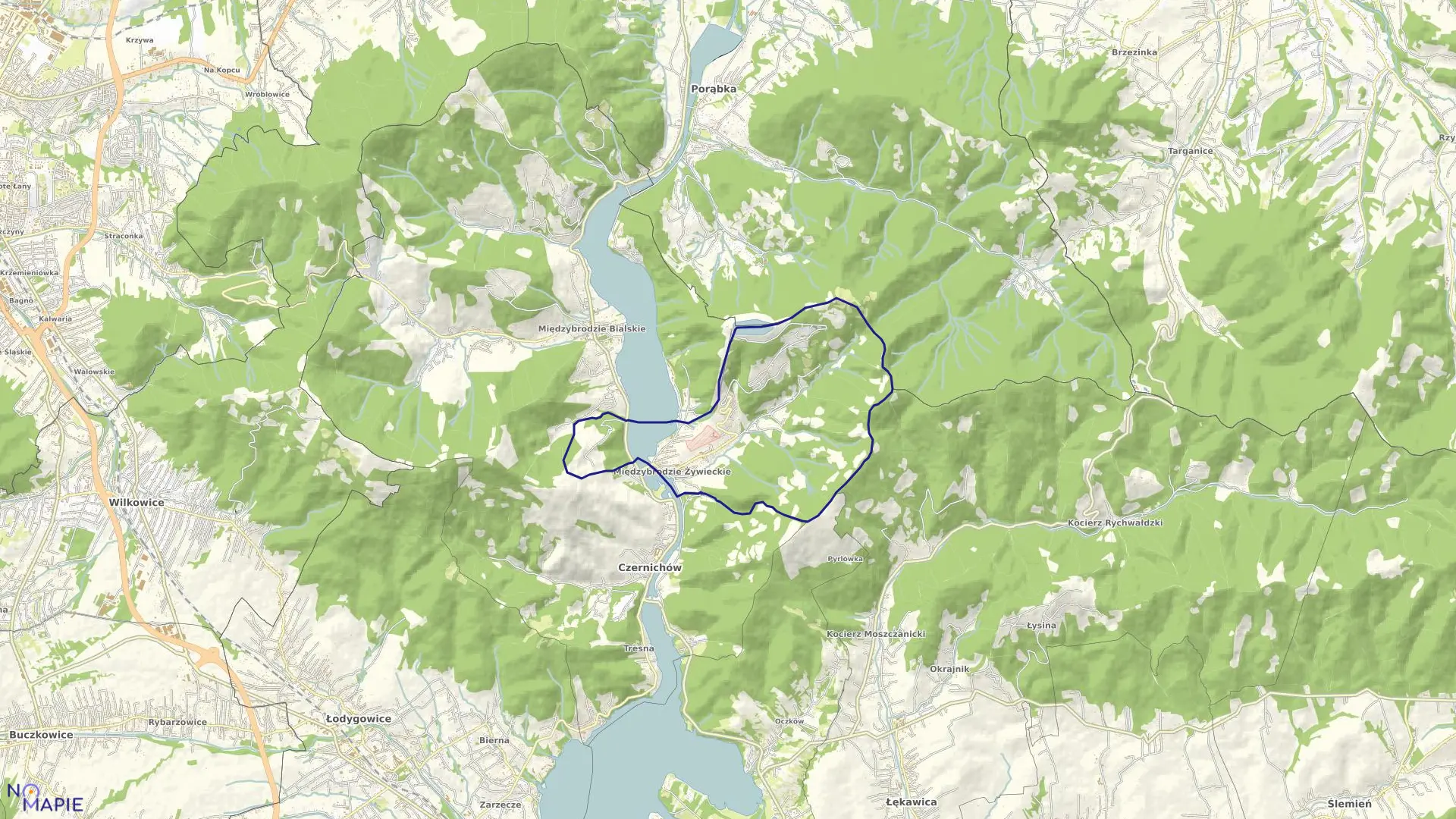 Mapa obrębu Międzybrodzie Żyw. w gminie Czernichów