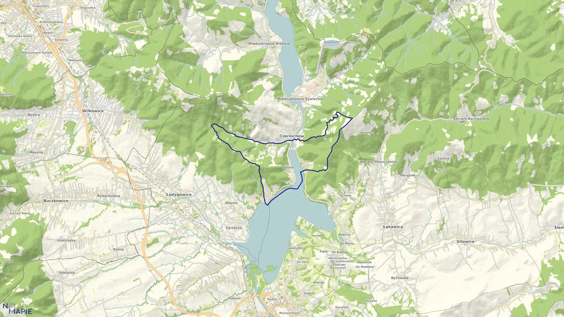 Mapa obrębu Tresna w gminie Czernichów